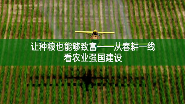 讓種糧也能夠致富——從春耕一線看農(nóng)業(yè)強(qiáng)國建設(shè)